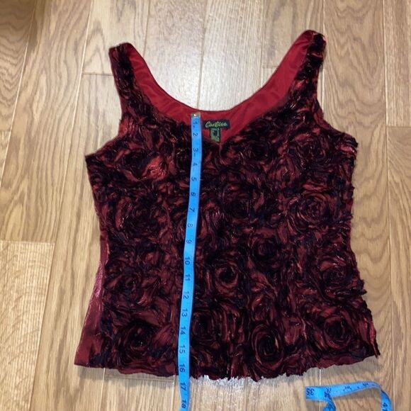 CARTISE Women’s Deep Red Black  Floral Sleeveless Top (Size 10/8) - Picture 7 of 10